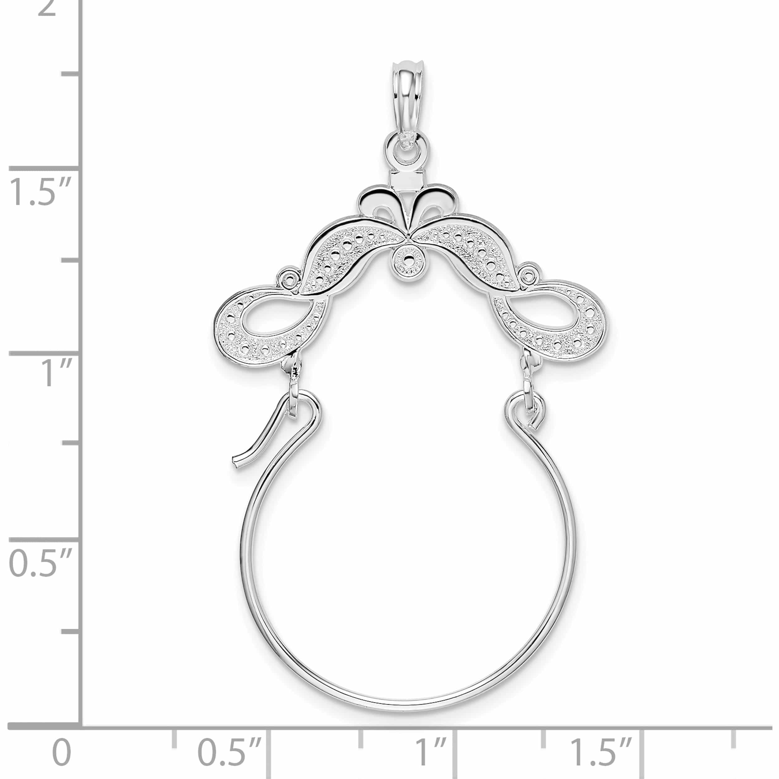 Sterling Silver Polished Beaded Scroll Design Charm Holder Made In United States -Jewelry By Sweet Pea