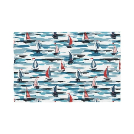 

Placemats Set of 4 / 6 Boat In Ocean Placemats for Dining Table Indoor/Outdoors Heat Resistant Washable Placemats 18 x 12