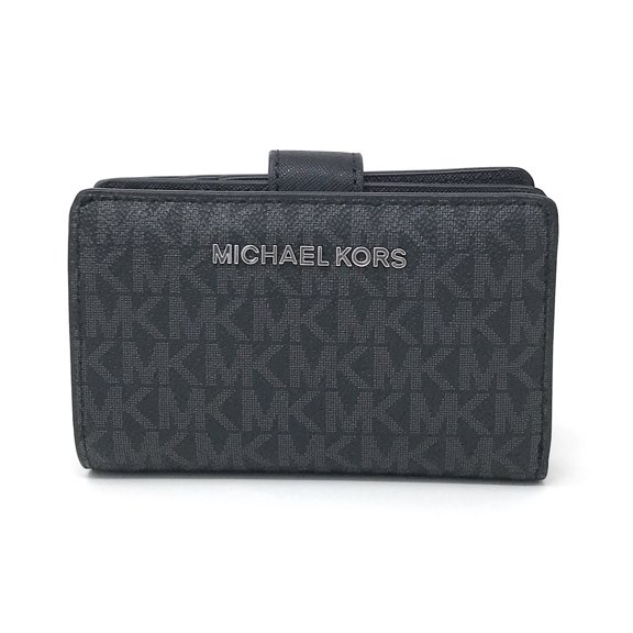Michael Kors Jet Set Bifold Wallet Zip Coin Case Id Black Mk
