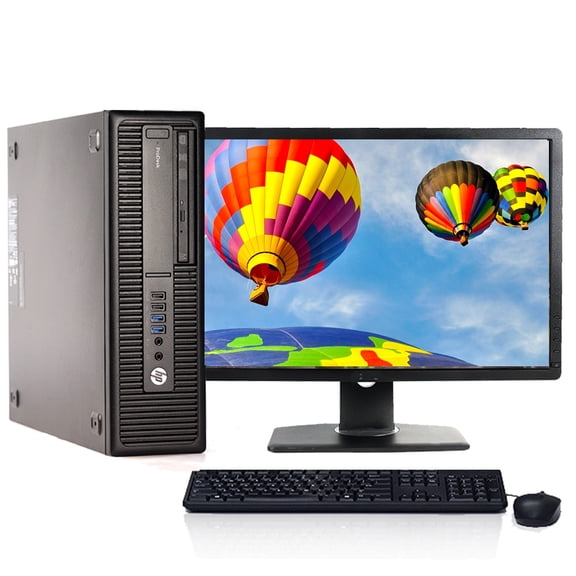 Restored HP G1 Desktop Computer Core i5 CPU up to 16GB RAM 2TB HDD or 512GB SSD and a 24" LCD with Windows 10 (Refurbished)