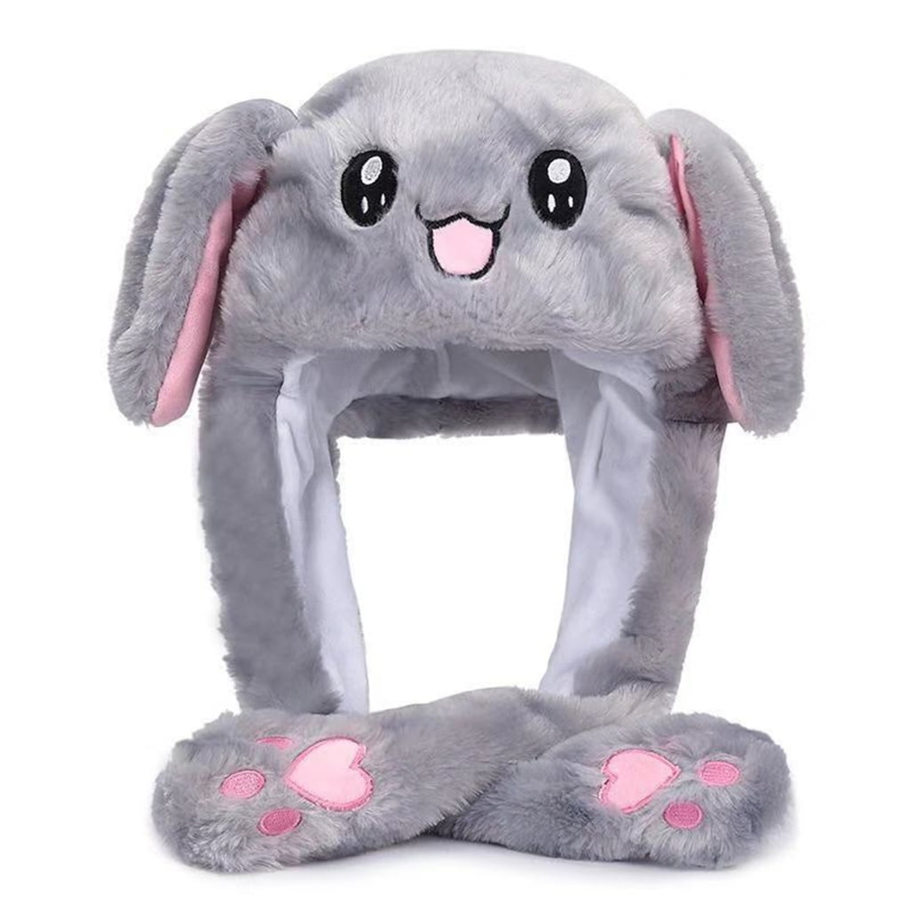 LED Bunny Moving Ears Hat Cartoon Plush Glowing Party Birthday Luminous