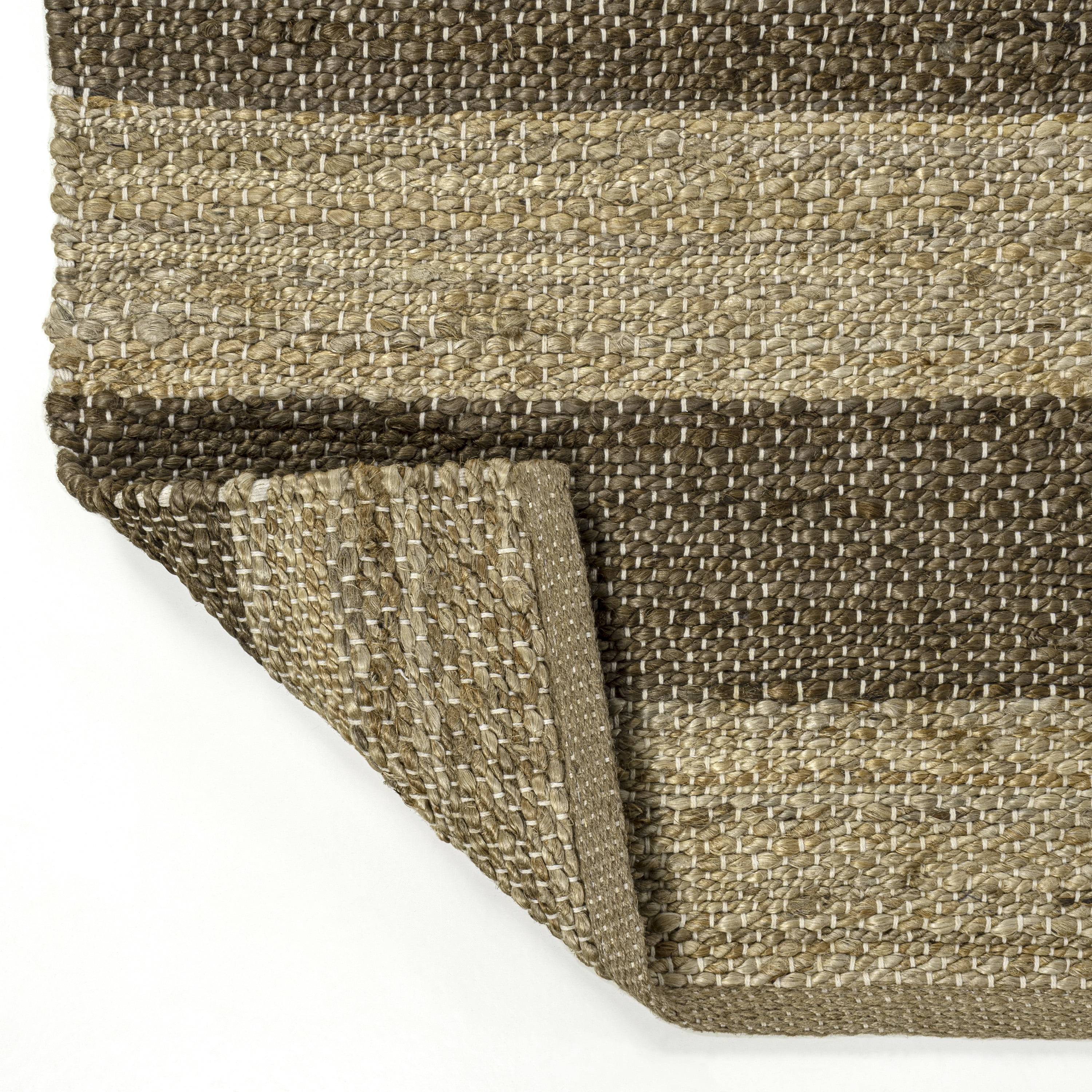 JONATHAN Y NATURAL FIBER 4 x 6 Area Rug, Jayden Rustic Farmhouse Woven Jute Stripe - Natural/Brown, NRF202A-4