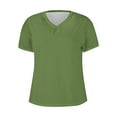 thumbnail image 4 of Cagogo Loose Fit Short Sleeve Tshirt for Womens Under $5 Summer V Neck Solid Color Plain Soft T-Shirts Peasant Green Tops Mother's Day Gifts for Mom, 4 of 4