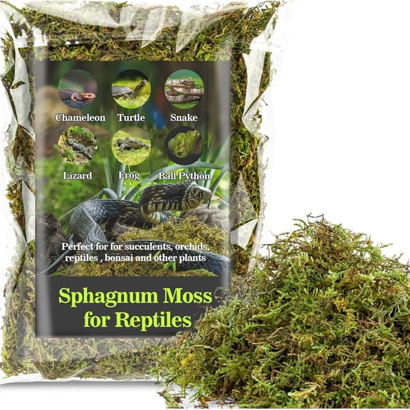 Sphagnum Moss for Reptiles - Terrarium Moss Green Dried Peat Moss Habitat Bedding for Snakes Turtle Frog Gecko and Other Reptiles Substrate