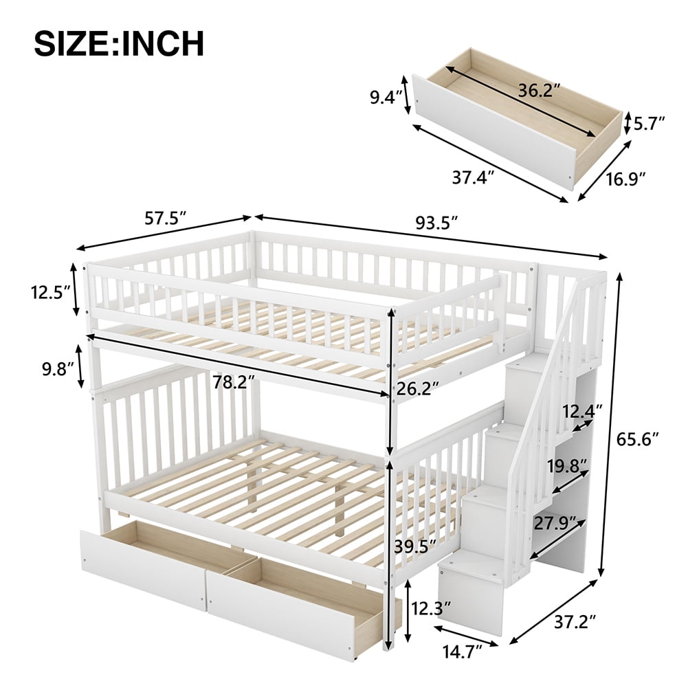 Kadyn Full over Full Bunk Bed with Two Drawers and Storage, Bunk Bed for Family, Teens Kadyn Full over Full Bunk Bed with Two Drawers and Storage, Bunk Bed for Family, Teens