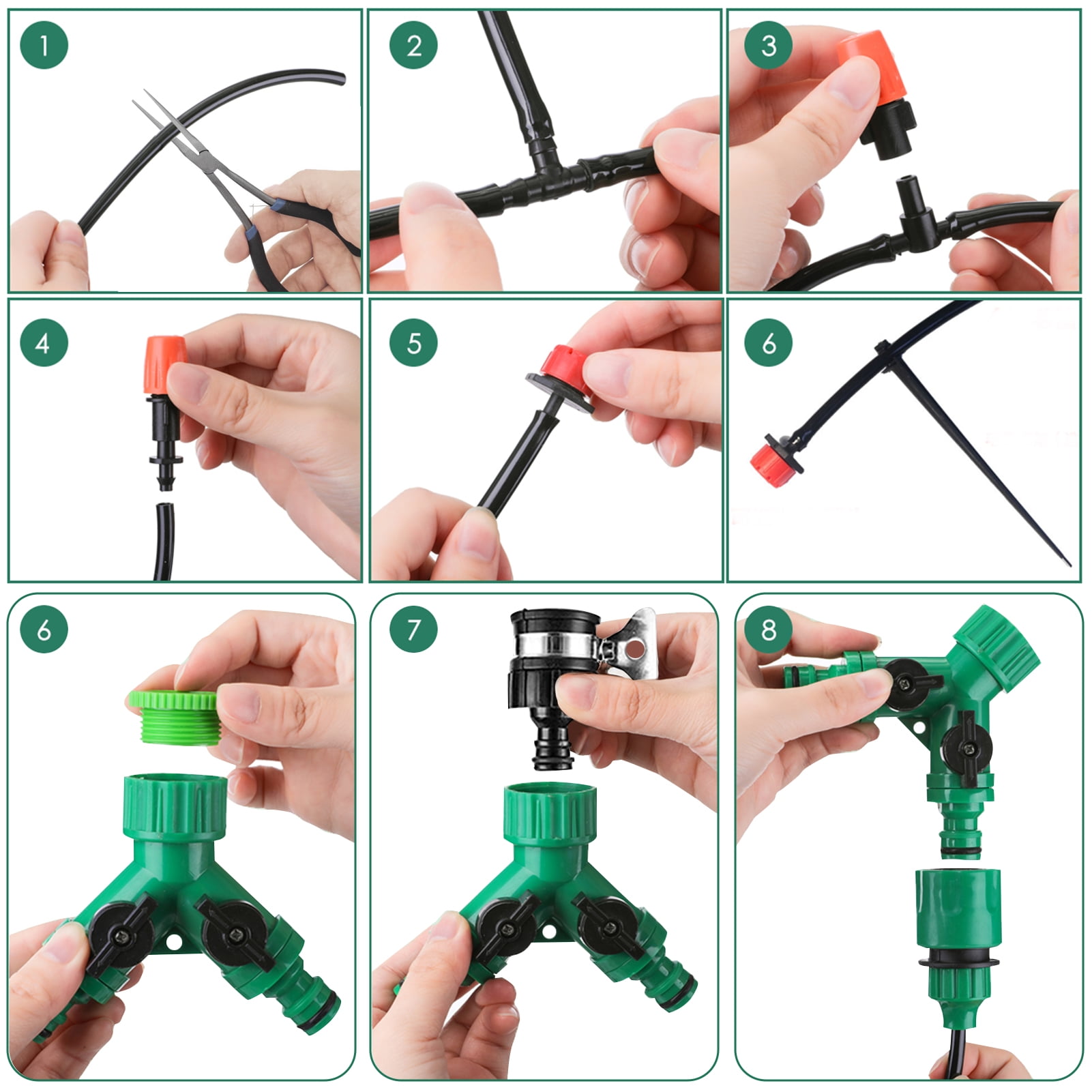 Remiawy Drip Irrigation System Kit, 164FT/50M Drip Irrigation Tubing 201PCS Garden Irrigation System, Automatic Micro Watering Misting System for for Garden, Greenhouse, Flower Bed, Patio, Lawn