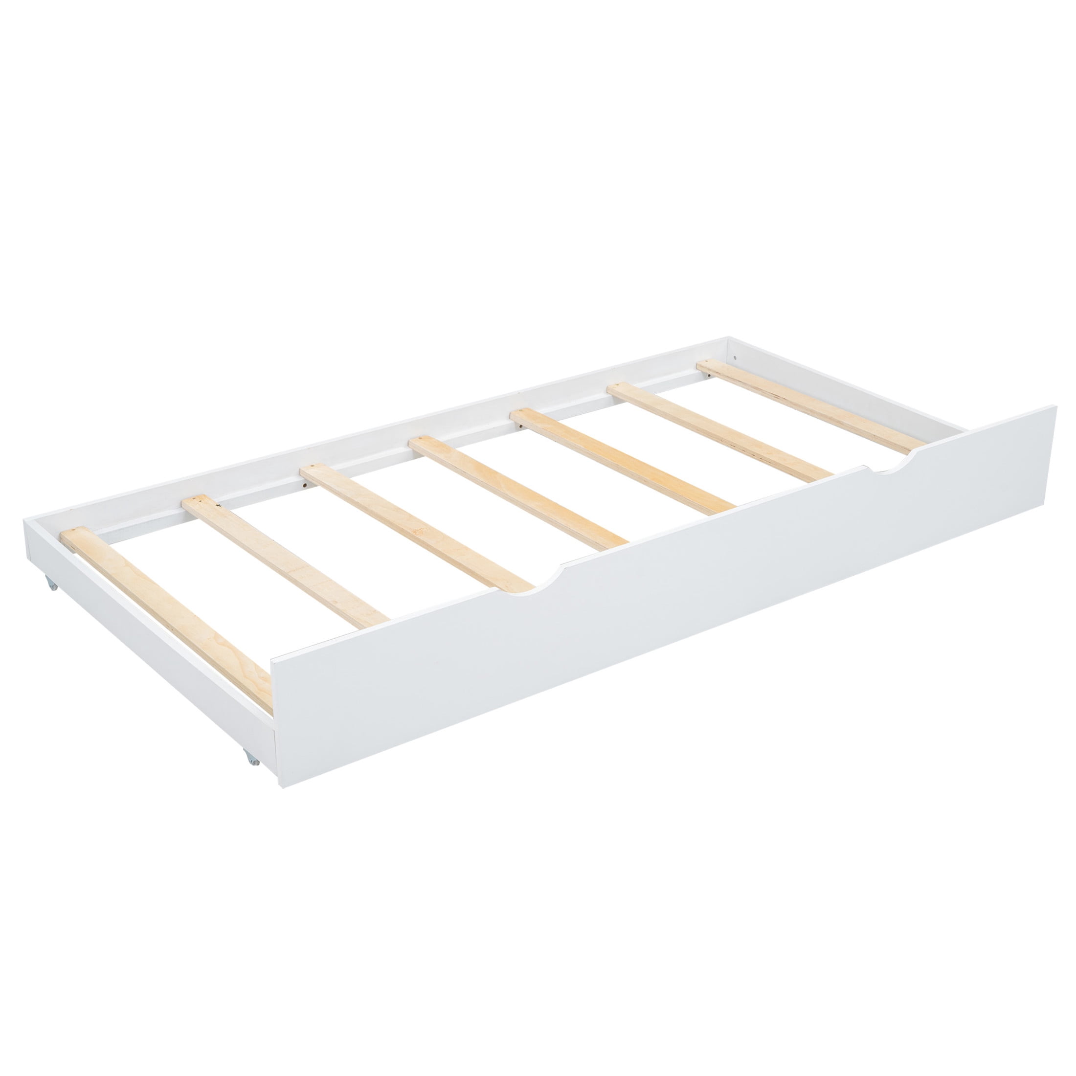 Noble House Junhill Full Size Wood Platform Bed with Headboard and Twin Trundle, Solid Pine Wood, White