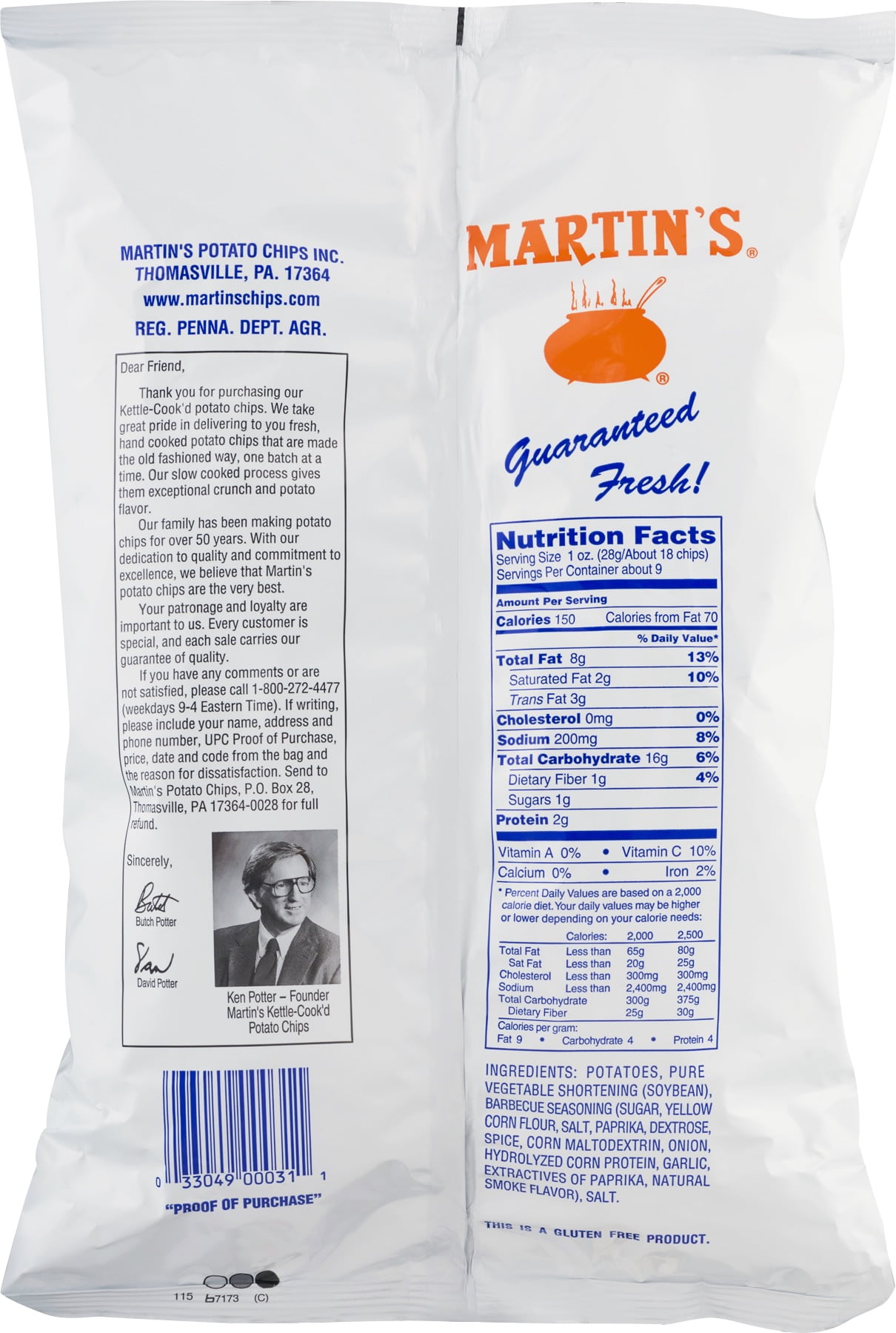 Martin's Kettle-Cook'd Bar-B-Q Potato Chips - 8 Oz. (4 Bags)