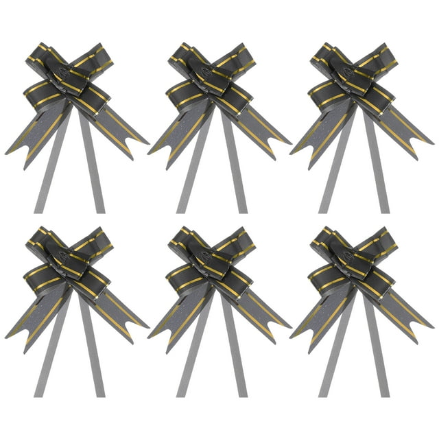 Unique Bargains 8' Pull Bows Gift Wrapping Pull Bow Gold Thread Style Baskets Present Bows Knot Ribbon Black 100 Pcs