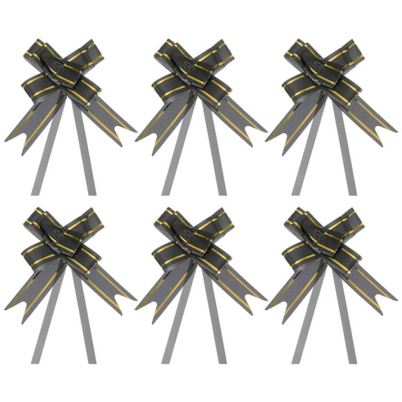 Unique Bargains 8' Pull Bows Gift Wrapping Pull Bow Gold Thread Style Baskets Present Bows Knot Ribbon Black 100 Pcs