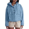 thumbnail image 1 of Veste en Denim Utilitaire à Capuche, Boutonnée à l'Avant, Manches Longues, Chandail à Enfiler, Coupe Ample, pour Tenue de Rue Décontractée, 1 of 8