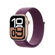 Open Box Apple Watch Series 10 GPS + Cellular 42mm Rose Gold Aluminum Case with Plum Sport Loop