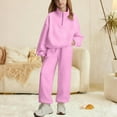 thumbnail image 3 of Cethrio Girls Outfit Sets, Casual 2 Piece Long Sleeve Zipper Sweatshirts and Sweatpants Sets Pink Size 9-10 T, 3 of 7