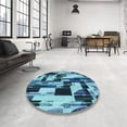 thumbnail image 4 of Ahgly Company Machine Washable Indoor Round Transitional Blue Diamond Blue Area Rugs, 7' Round, 4 of 7