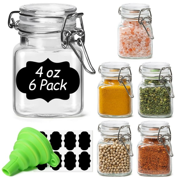Frascos de vidrio ComSaf de 120 ml con tapa, juego de 6 tarros herméticos para especias