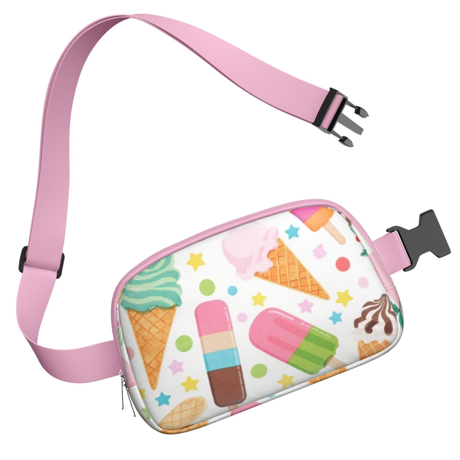 Crossbody Belt Bag Ice Cream Waist Bag Running Belt Bag for Jogging for Women Casual Waist Packs with Adjustable Strap Waterproof Belt Bag for Workout Running Travelling