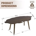thumbnail image 2 of Brown Wood Farmhouse Coffee Table with Vivid Leaf Design, Center Table with Rustic Grain for Living Room or Bedroom, 2 of 7