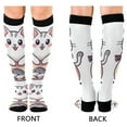thumbnail image 4 of FORMRS Womens Knee High Socks Casual Long Thick Travel Daily Wear, 1 Pair, White Cute Cat, 4 of 6