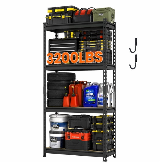 DYNALOAD 3200 lb Heavy Duty Garage Shelving Unit, 4-Tier Adjustable Metal Storage Shelves, 30" W x 12" D x 60" H