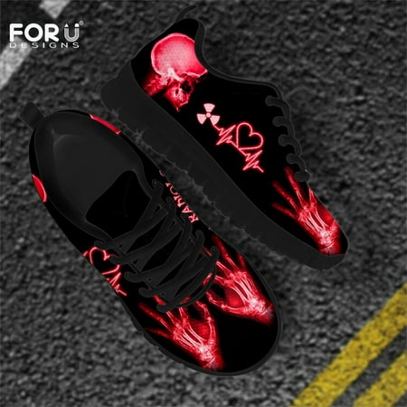 

Summer/Autumn Lace-up Mesh Women Flats Shoes Radiologic Technologist Blue Print Casual Sneakers for Female Zapatos