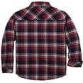 thumbnail image 2 of Coevals Club Men's Flannel Jacket Sherpa Lined Cotton Plaid Snap Button Up Quilted Long Sleeve Shirt Jacket Khaki Blue Crimson 56 4X-Large, 2 of 7