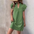 thumbnail image 2 of Horkkom Sundresses for Women V Neck Short Sleeve Loose Mini Dresses Summer Casual Holiday Beach Dresses L, 2 of 9