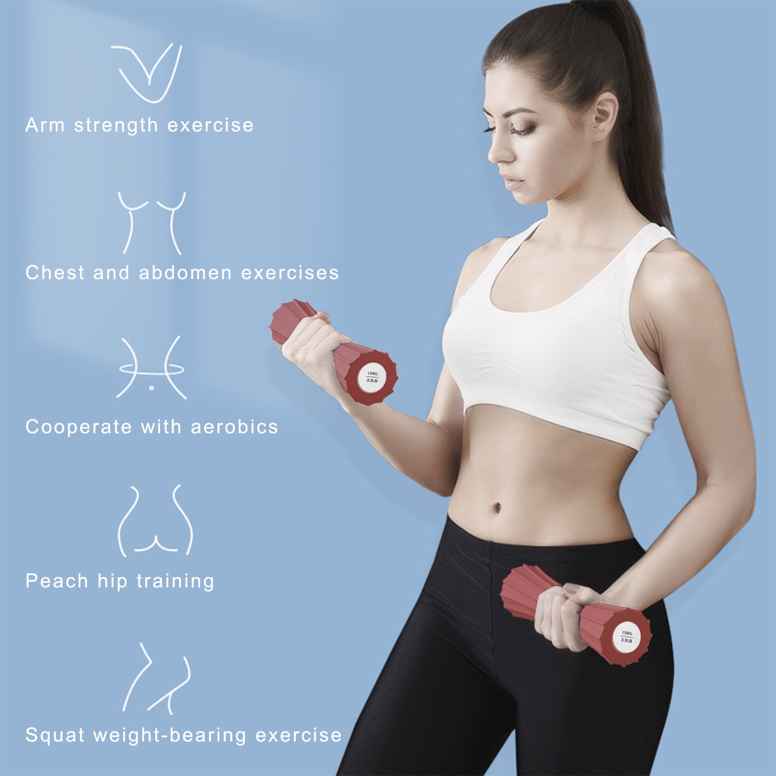 Guzom Exercise & Fitness- Yoga Foam Roller Dumbbell 1 5Kg 2 Piece Set Of Home Exercise Fitness Equipment