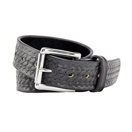 The Ultimate Concealed Carry CCW Leather Gun Belt - Basket Weave Pattern -1 1/2 inch Premium Full Grain Leather Belt - Handmade in the USA! Black Size