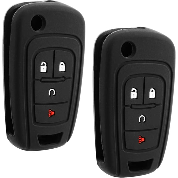2X Keyless Entry Remote Key Fob Cover Silicone Rubber Skin Remote Start 4-Button Flip Replacement for Buick Encore Chevrolet Chevy Equinox Impala Sonic Trax (KR55WK500733, OHT01060512)