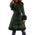 thumbnail image 4 of Luwomo Long Coats for Women Jacket Winter Warm Long Parka Overcoat with Collar Outwear,Green,3XL, 4 of 5