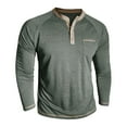 thumbnail image 4 of KHONTS Men's Henley Shirts Long Sleeve Casual T Shirts Basic Classic Vintage Cotton Tee Shirts Button Shirts with Pockets Green XXL, 4 of 7