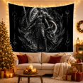 thumbnail image 3 of Armored Warrior with Spear Beneath Raven Halo, Mystical Gothic for Dark Art Lovers, Warrior Wall Art, Halloween Gift, Tapestry Wall Hanging for Bedroom and Man Cave, 3 of 7
