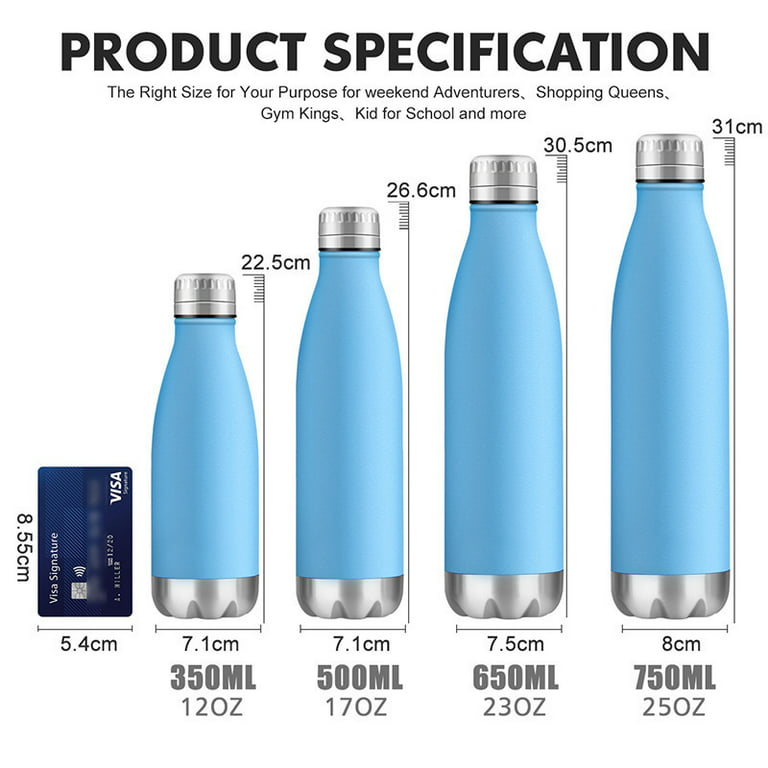 Hiwill Stainless Steel Vacuum Insulated Water Bottle, 24Hrs Cold,12Hrs Hot,  21OZ-50OZ Double Wall Thermos Flask, Travel Sports Leak Proof Drinking  Bottle with M…