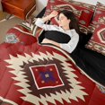 thumbnail image 5 of Manfei Maroon Bohemian Aztec 7-Piece Twin Bedding Sets, Vintage Brown Triangle Bedding Comforter Set, Teen Kid Adult Reversible Sheet Sets, Lightweight Room Decor, 5 of 8