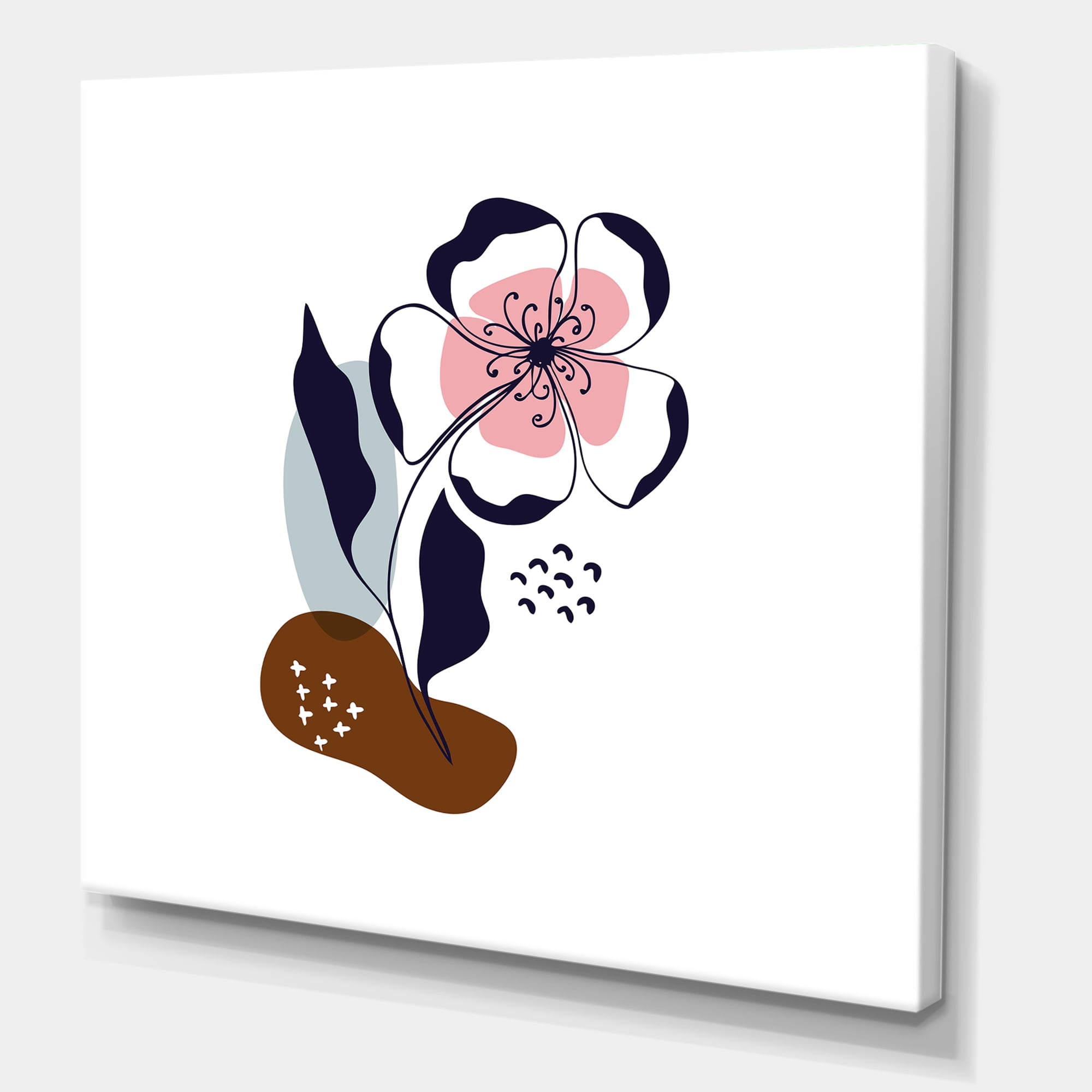 Abstract Minimal Shapes Under Flowers IV 16 in x 16 in Painting Canvas Art Print, by Designart