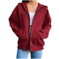 thumbnail image 2 of Meichang Womens Zip Up Hoodies Oversized Hooded Sweatshirts Fall Winter Casual Long Sleeve Y2K Hoodie Jackets with Pockets, 2 of 7