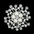 thumbnail image 6 of Xinyolin Women Brooch Faux Pearl Shiny Rhinestone Decor Snowflake Shape Hollow Out High-end Luxury Stainless Clothes Decoration Lady Clothes Pin, 6 of 7