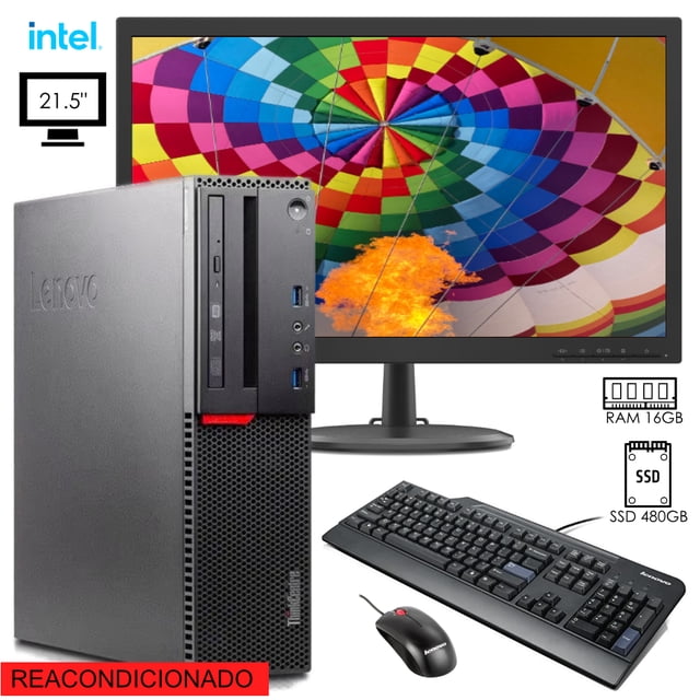 PC CPU Thinkcentre M900 Lenovo Core i5 6ta gen RAM 16GB SSD 480GB monitor 21.5" (reacondicionado)
