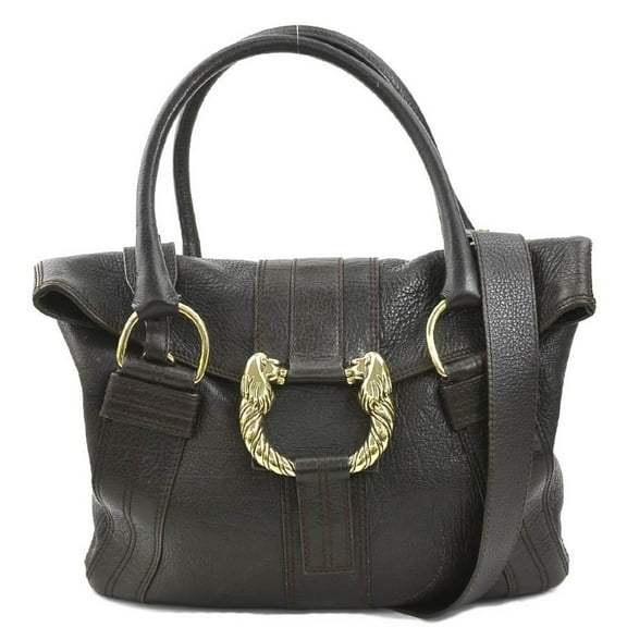 Pre-Owned BVLGARI handbag shoulder bag leather brown ladies h30831a