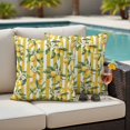 thumbnail image 4 of Lemon Leaves Outdoor Waterproof Pillow Covers, Yellow Vertical Stripes Spring Flowers Decorative Square Throw Pillowcase Sofa Cushion Sham for Patio/Couch/Chair, 16"x16" 2 Pack, 4 of 8