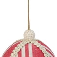 thumbnail image 4 of Northlight 4.75" Red and White Striped Ball Christmas Ornament with Rope Accent, 4 of 5