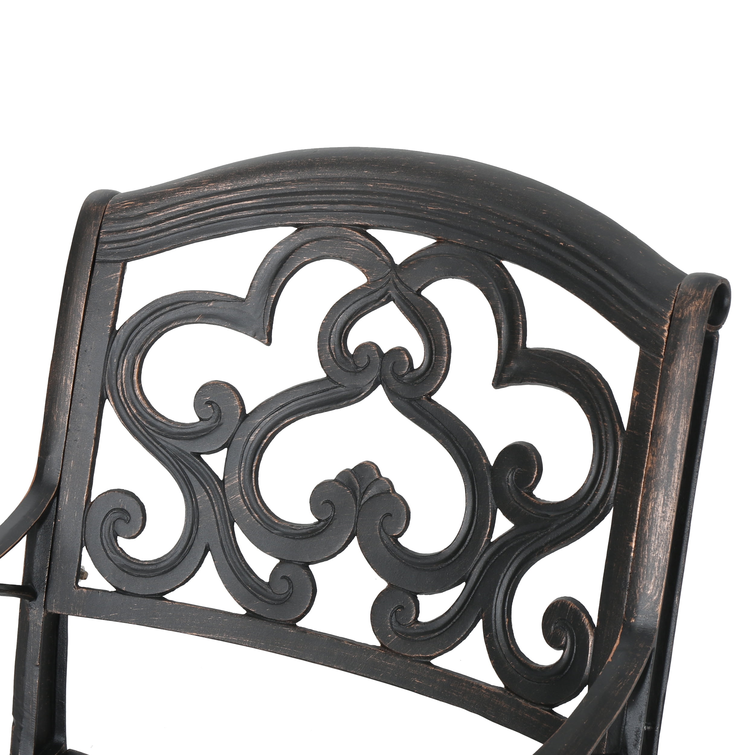 Atlanta Outdoor 5 Piece Cast Aluminum Square Dining Set, Shiny Copper Finish