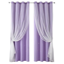 AUQ Girls Curtains for Bedroom,Double-Layer Curtains Kids Blackout Curtains,Lace and Blackout Fabric Combination Kids Curtains for Bedroom Girls,Purple,132*183cm