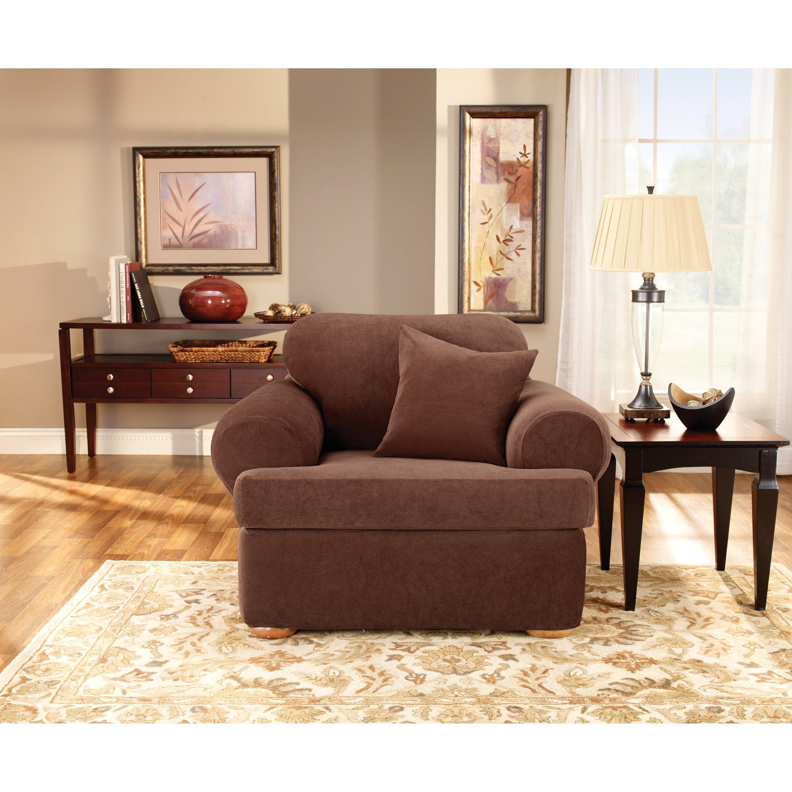 Sure Fit Stretch Pique T Cushion Two Piece Chair Slipcover Com