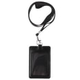 thumbnail image 2 of Porta credencial vertical de cuero con cordón desmontable y clip giratorio (negro), 2 of 6