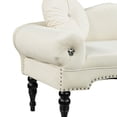 thumbnail image 5 of 54" Mid-Century Velvet Upholstered Loveseat Sofa Couch 2 Pillows Accent Bedside Entryway Bench Sofa Chaise Lounge Sofa Love seat for Bedroom, Living Room Office, Beige, 5 of 6