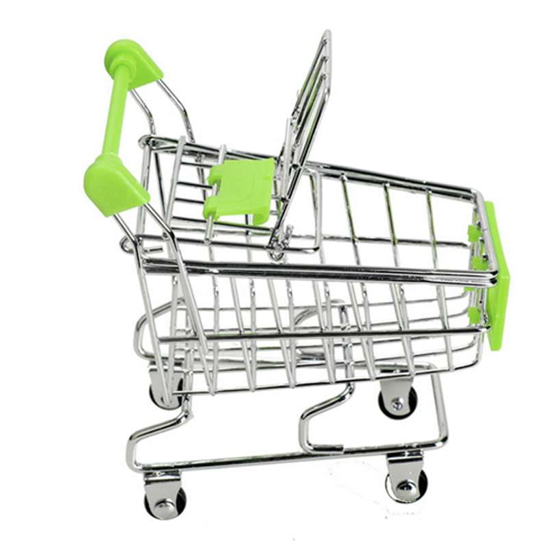 Cute Mini Supermarket Handcart Basket Shopping Cart Storage Trolley Kids Toy YW 