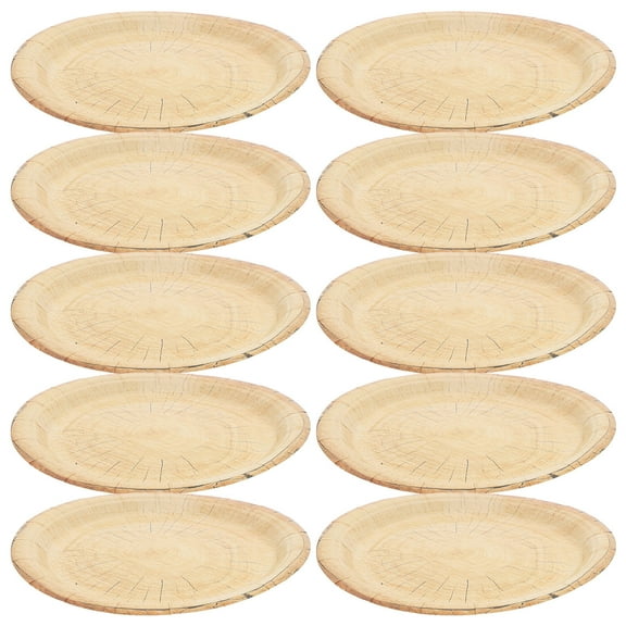 PTOOTP Vintage Timber Plates Khaki Disposable Plates for Lumberjack Parties 16 Pieces Party Supplies