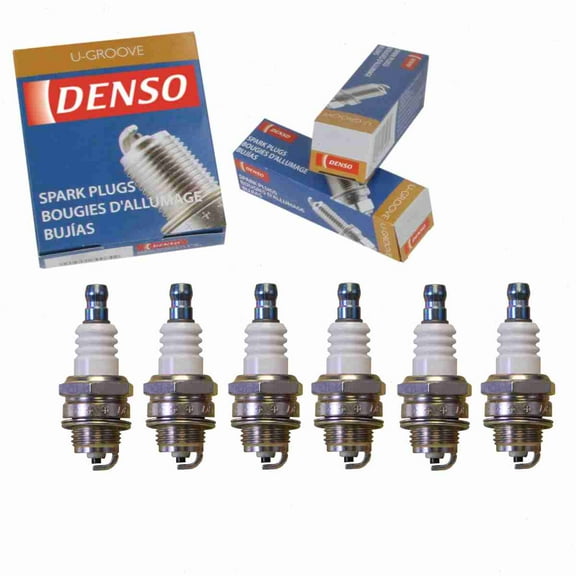 6 pc DENSO 6043 Standard U-Groove Spark Plugs for W22MPR-U Ignition Wire Secondary