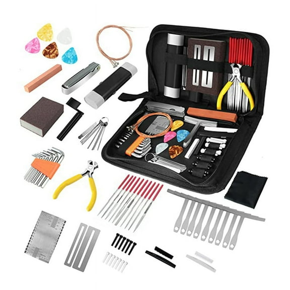 79Pcs Guitar Tool Kit, Guitar Accessories Guitar Repair Kit with Guitar String Plectrum Bridge Pins Gauges
